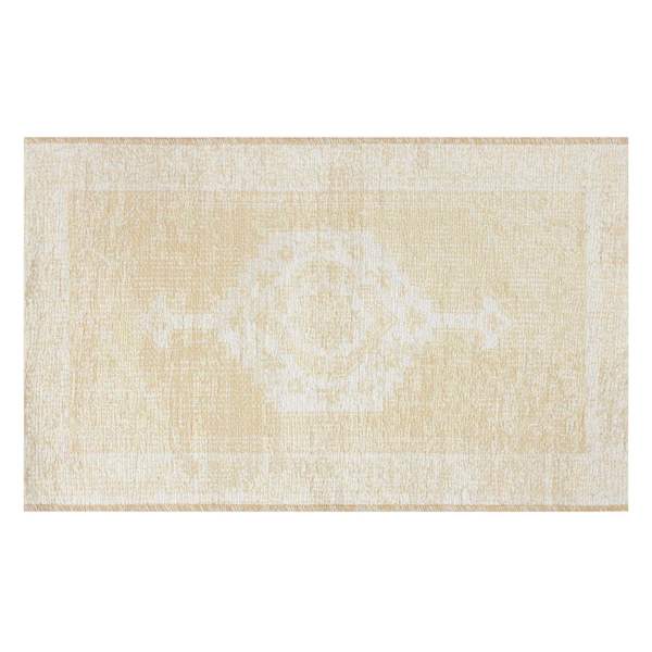 Honeybloom Yellow Mosaic Border Bath Rug, 20x30