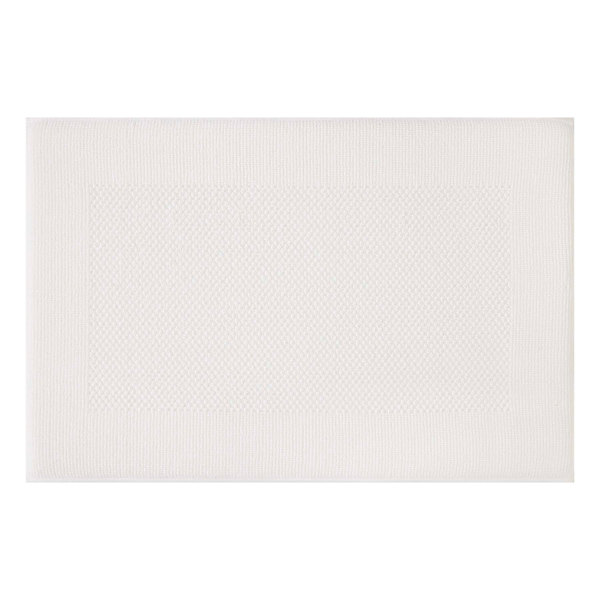 Providence White Waffle Border Memory Foam Cotton Bath Rug, 20x30