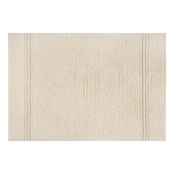 2-Pack White Simple Stripe Bath Rug Set, 17x24 & 20x32