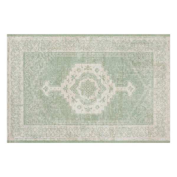 Honeybloom Green Mosaic Border Bath Rug, 20x30
