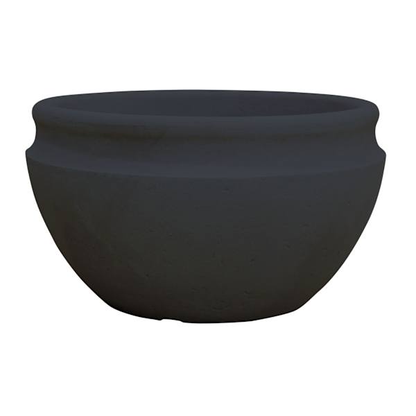 Japi Black Antique Low Outdoor Planter, Medium