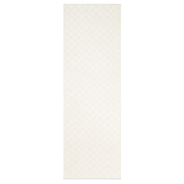 (B866) Honeybloom Ada Almond & White Checkered Washable Runner, 2x6