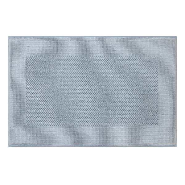 Providence Light Blue Waffle Border Memory Foam Bath Rug, 20x30