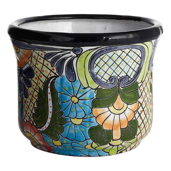 Hand Painted Tazon Multicolor Patterned Ceramic Outdoor Planter, Large