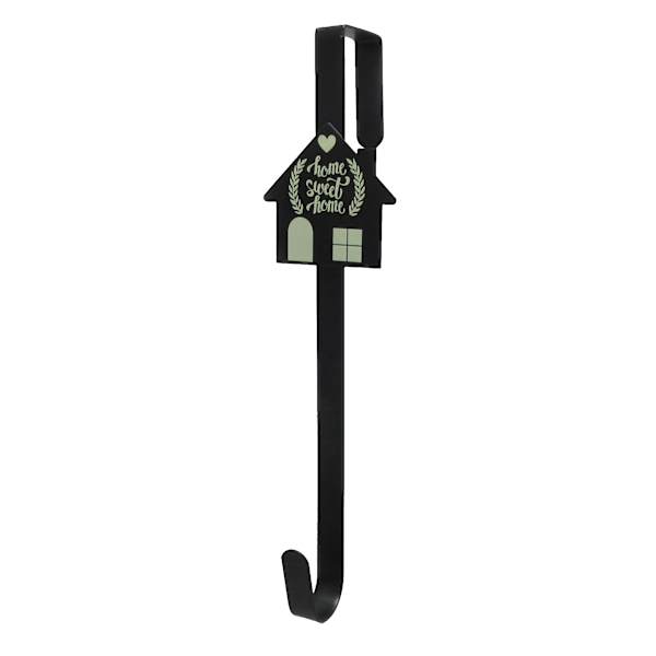 Matte Black Home Sweet Home Over the Door Wreath Hanger, 15"
