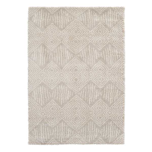 (C181) Macy Neutral Diamond Design Shag Area Rug, 8x10