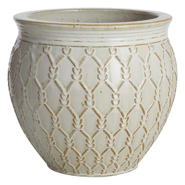 Providence White Glazed Barbed Wire Outdoor Planter, Large