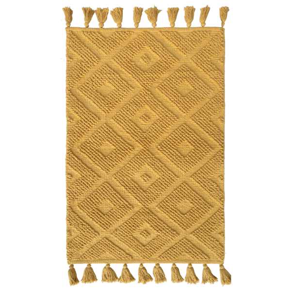 Yellow High-Low Diamond Handwoven Accent Rug, 27x45