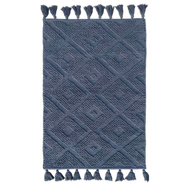 Navy Blue High-Low Diamond Handwoven Accent Rug, 2x4