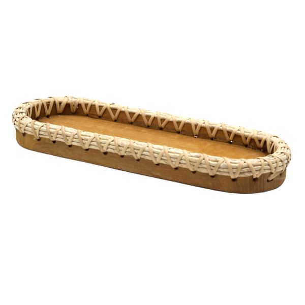 Tracey Boyd Oval Wood & Weave Tray, 19x7