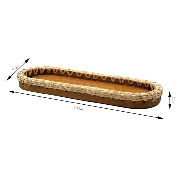 Tracey Boyd Oval Wood & Weave Tray, 19x7