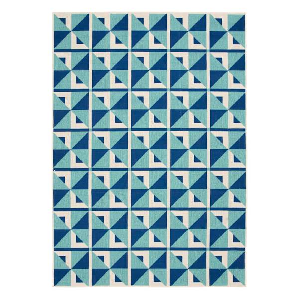 (E503) Sunny Club Blue Pinwheel Primo Outdoor Area Rug, 8x10