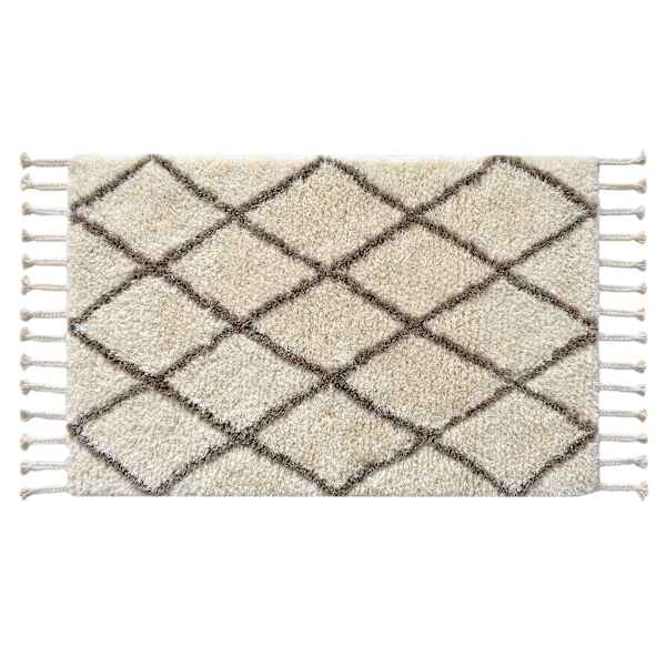 Tracey Boyd Brown & White Wool Diamond Design Accent Rug, 27x45