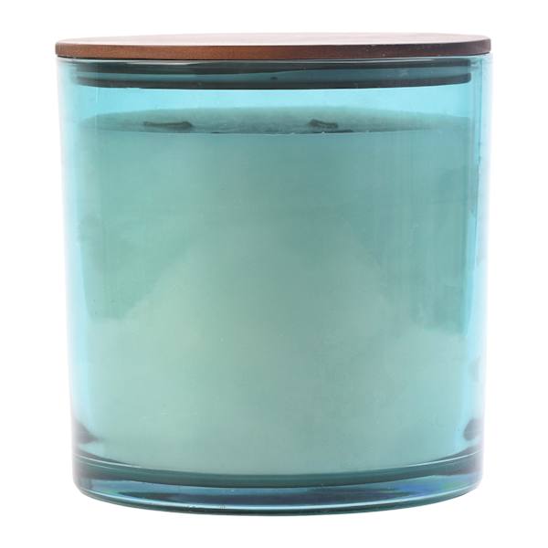 4-Wick Blue Citronella Glass Candle with Wooden Lid, 50oz