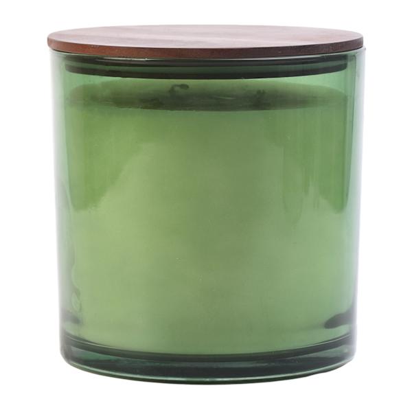4-Wick Green Citronella Glass Candle with Wooden Lid, 50oz