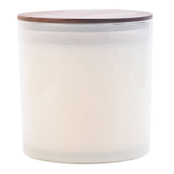 4-Wick White Citronella Glass Candle with Wooden Lid, 50oz