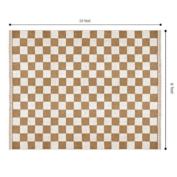 (B871) Honeybloom Brown & Natural Checkered Jute Area Rug, 8x10