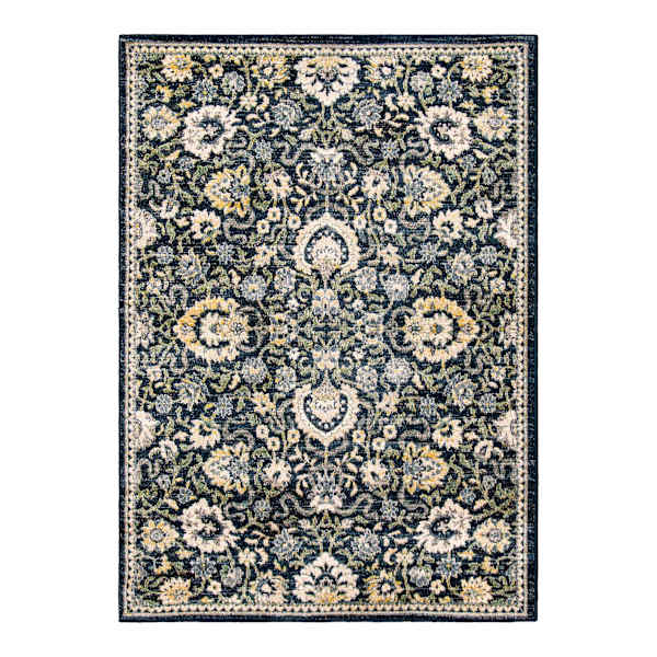 (A519) Olivia Navy Floral Area Rug, 8x10