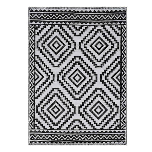 Black Diamond Design Plastic Outdoor Area Rug, 6x9