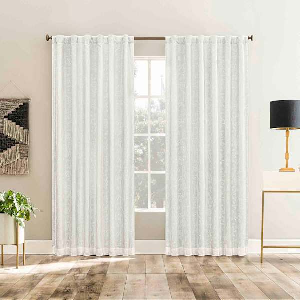 Sun Zero Quinn Pearl Back Tab Extreme Blackout Single Curtain Panel, 84"