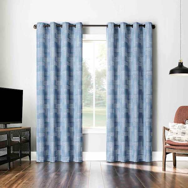 Sun Zero Blue Extreme Blackout Grommet Curtain Panel, 84"