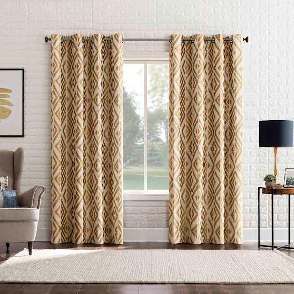 Sun Zero Denmark Gold Extreme Blackout Grommet Single Curtain Panel, 84"