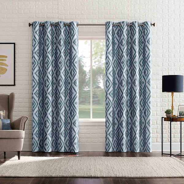 Sun Zero Denmark Blue Extreme Blackout Grommet Single Curtain Panel, 84"