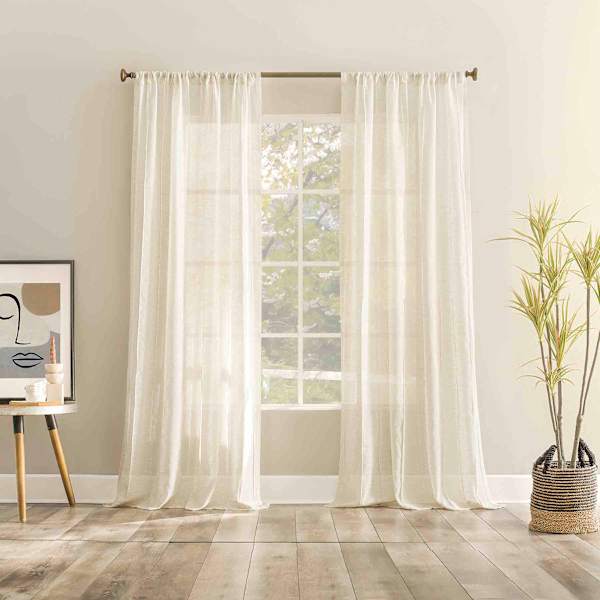 Ayanna Natural Sheer Rod Pocket Single Curtain Panel, 84"