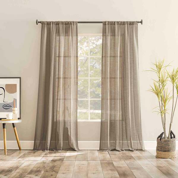Ayanna Driftwood Sheer Rod Pocket Single Curtain Panel, 84"