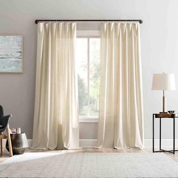 Lathan Taupe Sheer Ring Top Single Curtain Panel, 84"