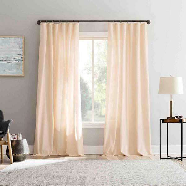 Lathan Apricot Sheer Ring Top Single Curtain Panel, 84"