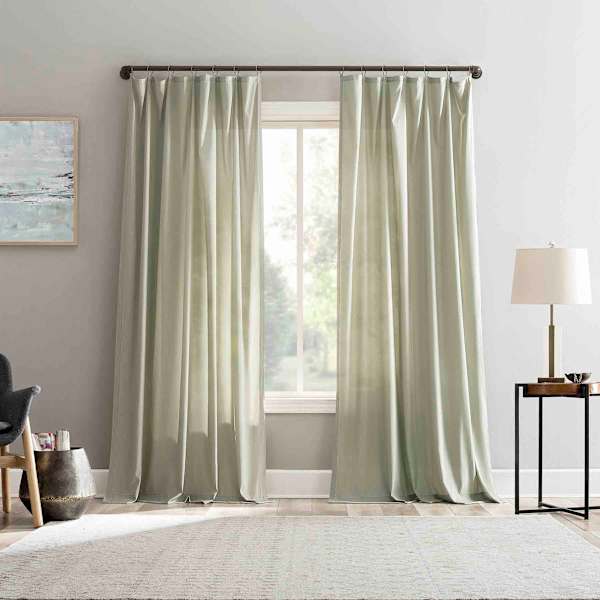 Lathan Sage Sheer Ring Top Single Curtain Panel, 84"