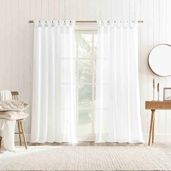 Harrison White Sheer Tab Loop Curtain Panel, 84"