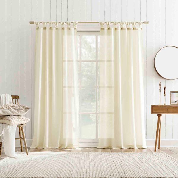 Harrison Ivory Sheer Tab Loop Single Curtain Panel, 84"