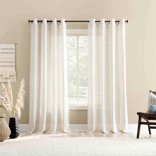 Nordic White Sheer Grommet Single Curtain Panel, 84"