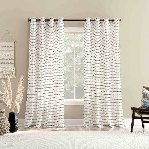Nordic Black Sheer Grommet Single Curtain Panel, 84"