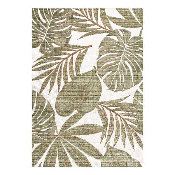 (E513) Found & Fable Santorini Cala Green Leaves Outdoor Area Rug, 8x10