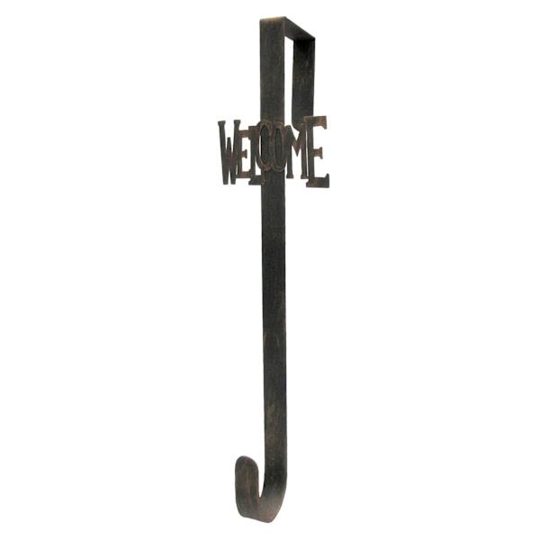 Metal Welcome Over the Door Wreath Hanger, 15"