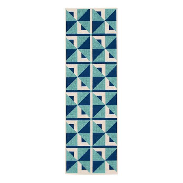 (E503) Sunny Club Blue Pinwheel Primo Outdoor Runner, 2x6