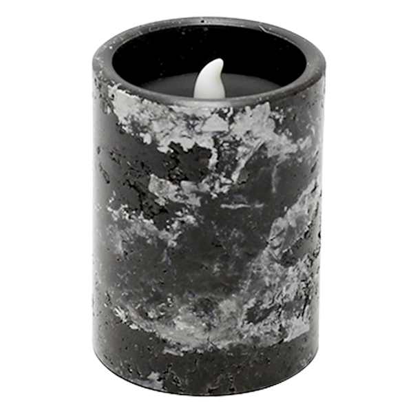 Crosby St. Black Marbled Wax LED Pillar Candle with 6-Hour Timer, 3x4