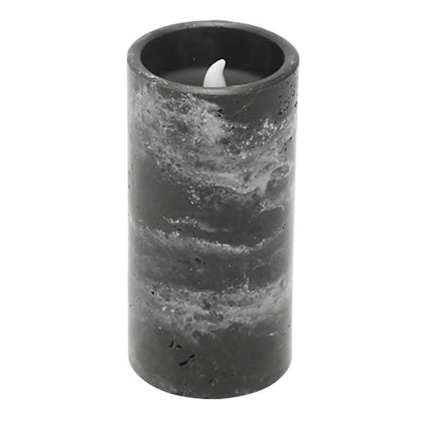 Crosby St. Black Marbled Wax LED Pillar Candle with 6 Hour Timer, 3x6