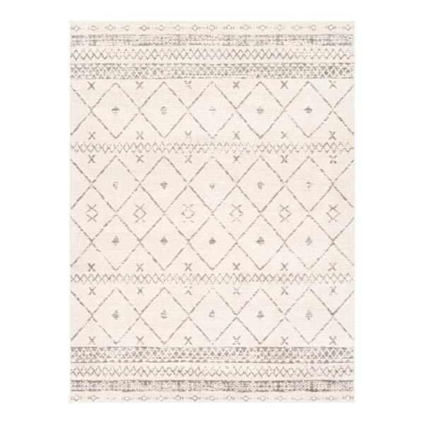 (D483) Found & Fable Roma Ivory Diamond Design Area Rug, 5x7