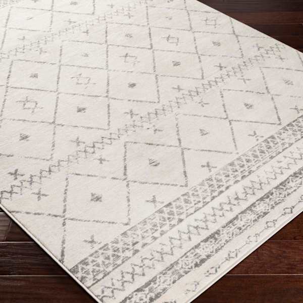 (D483) Found & Fable Roma Ivory Diamond Design Area Rug, 8x10