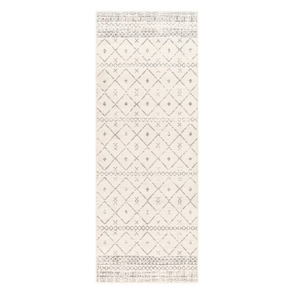 (D483) Found & Fable Roma Ivory Diamond Design Runner, 2x7