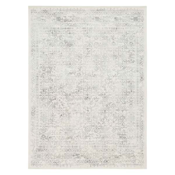 (D487) Providence Roma Ivory & Grey Medallion Area Rug, 5x7