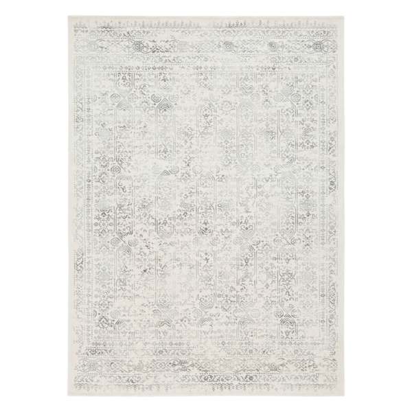 (D487) Providence Roma Ivory & Grey Medallion Accent Rug, 3x5