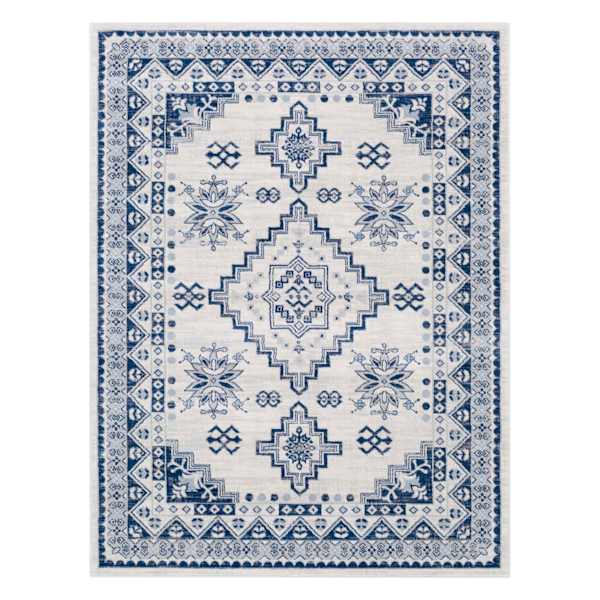 (D496) Roma Blue Medallion Area Rug, 5x7