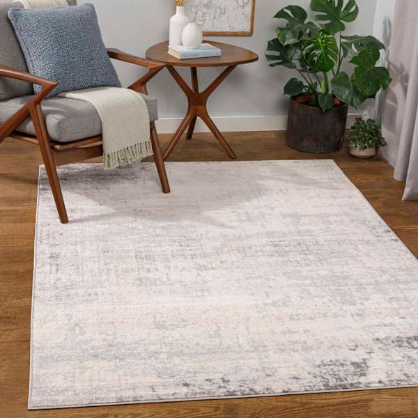 (D498) Crosby St. Roma Grey Abstract Area Rug, 5x7