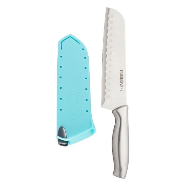 Farberware Edgekeeper Stamped Stainless Steel Santoku Knife, 7"