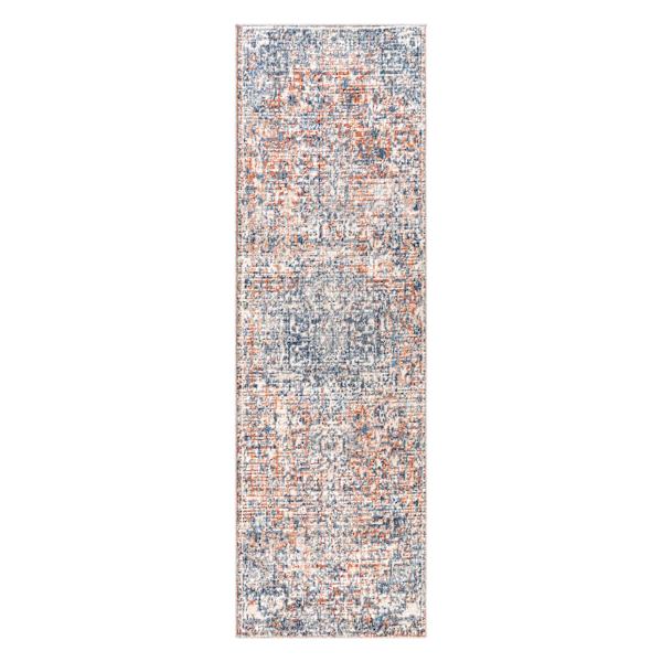 (B811) Amore Rust & Blue Medallion Runner, 2x8
